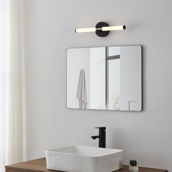 EGLO LED nástěnné světlo Ramola, černé, šířka 45 cm, IP44,, Černá, Koupelna, kov, Moderní
