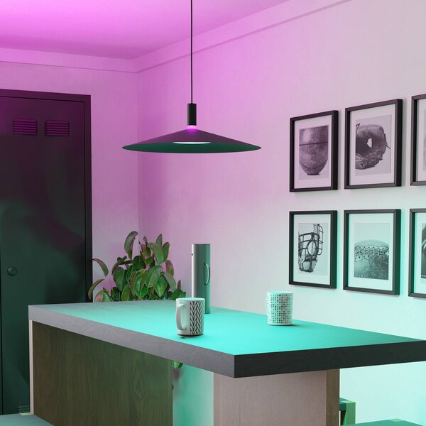 EGLO LED inteligentní závěsné světlo Conomavilla-Z, černá, Ø 45 cm RGB, stmívatelný, Černá, Obývací pokoj / jídelna, kov, Moderní
