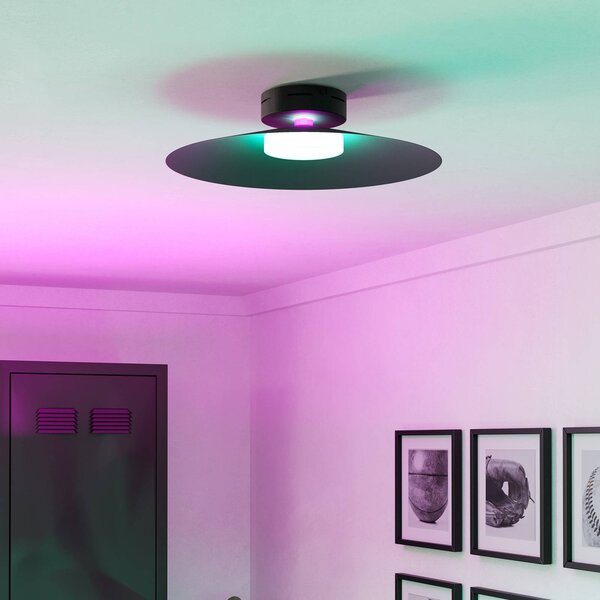 EGLO LED inteligentní stropní světlo Conomavilla-Z, černé Ø 45 cm RGB, stmívatelný, Černá, Obývací pokoj / jídelna, kov, Moderní