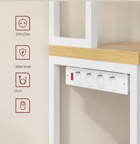 SONGMICS Kuchyňský regál Vasagle Nori 60 cm se zásuvkou bílý/hnědý