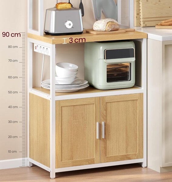 SONGMICS Kuchyňský regál Vasagle Nori 60 cm se zásuvkou bílý/hnědý