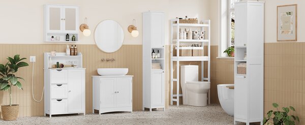 SONGMICS Koupelnová skříňka Vasagle Toly 100 cm s nabíjecí stanicí bílá