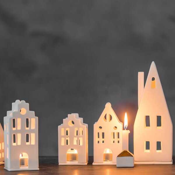 Porcelánový svícen domeček Townhouse 13,5 cm