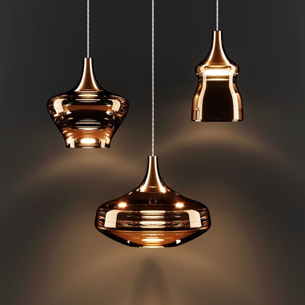 Lodes 15416 4627 Nostalgia medium glossy bronze, bronzové sklo/černý závěs, 7W LED 2700K, prům. 20cm