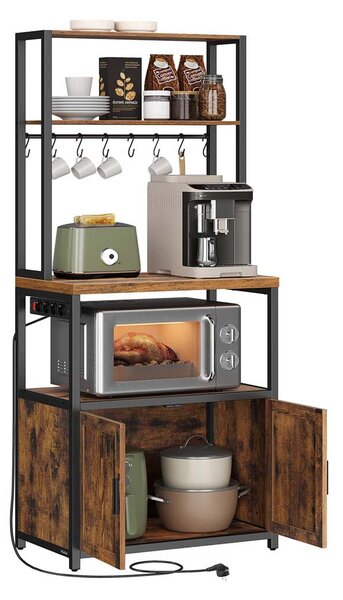 SONGMICS Kuchyňský regál Vasagle Nori 60 cm se zásuvkou černý/hnědý