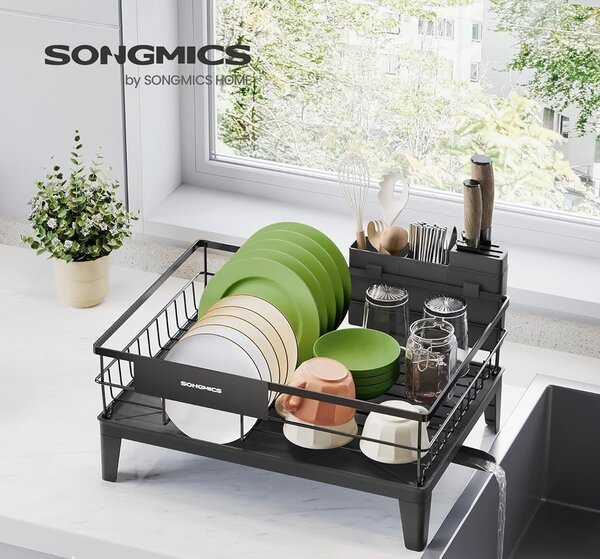 SONGMICS Odkapávač na nádobí Pavy 42 cm černý