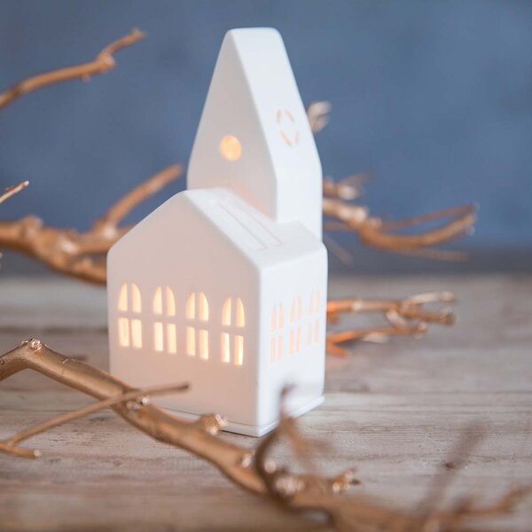 Porcelánový svícen Church 18 cm