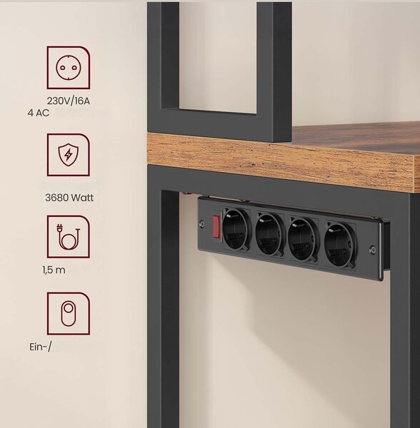 SONGMICS Kuchyňský regál Vasagle Nori 60 cm se zásuvkou černý/hnědý