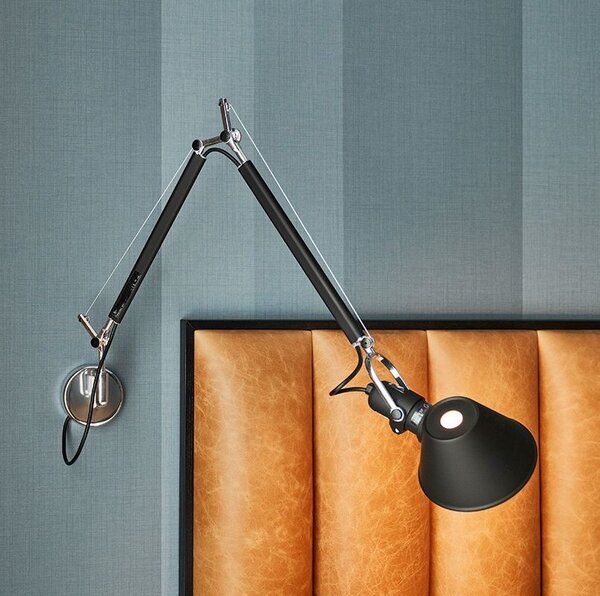 Artemide 18TOL Tolomeo Parette, černá nástěnná lampa s vypínačem, 1x10W LED E27, 81+67cm