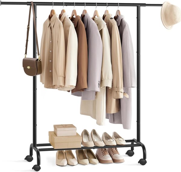 SONGMICS Pojízdný stojan na oblečení Merino 83-120 cm černý