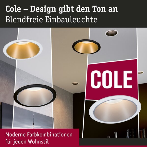 Paulmann 93406 Cole Coin, set bodovek v bílo-zlaté úpravě, 3x6W LED 2700K tříkrokové stmívání, prům. 8,8cm, IP44