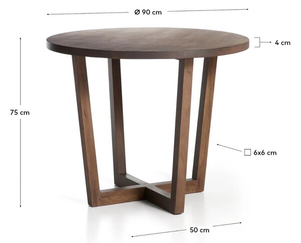 Kave Home Ořechový jídelní stůl Nahla ⌀90 cm