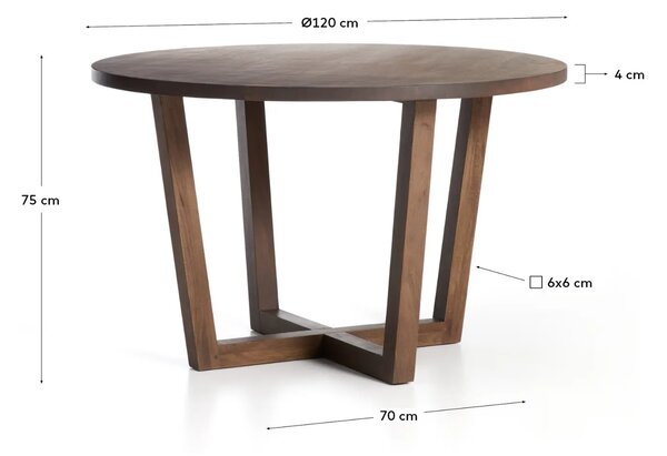 Kave Home Ořechový jídelní stůl Nahla ⌀120 cm