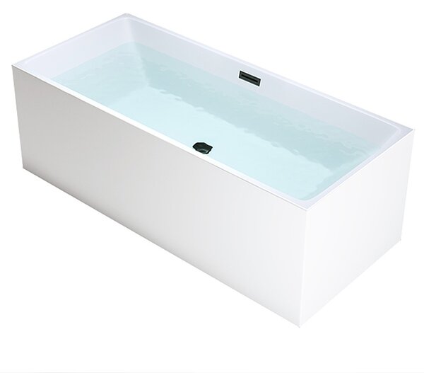 BPS-koupelny Volně stojící akrylátová vana SANTA 507C P BL 170x75 bílá, odtokový komplet černý