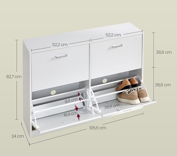 SONGMICS Výklopný botník Vasagle Klein 105,5 cm bílý
