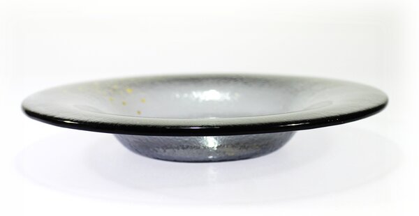 BDK-GLASS Kulatý šedý talíř se zlatými kapkami Průměr: 28cm