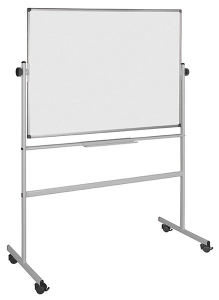 Mobilní otočná oboustranná keramická tabule, magnetická, bílá, 1200 x 900 mm
