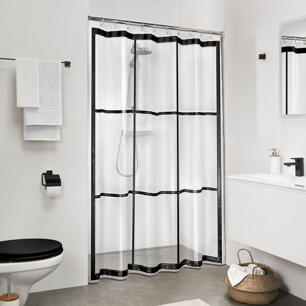 Sealskin Brix sprchový závěs 200x180 cm průhledná-černá 210961319