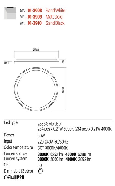 Redo Stropní LED svítidlo Iconic, ø58cm Barva: Černá
