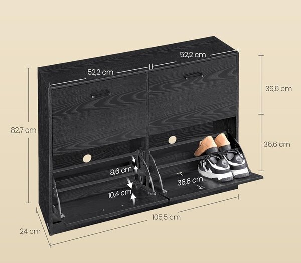 SONGMICS Výklopný botník Vasagle Klein 105,5 cm černý
