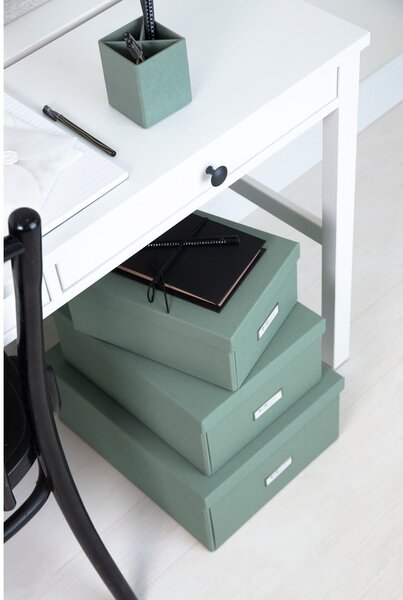 Kartonový úložný box zelenomodrý s víkem 34,5x45x18,5 cm Katrin Canvas Paper Laminate – Bigso