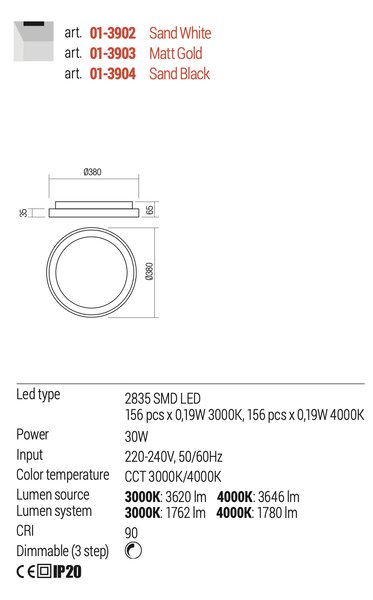 Redo Stropní LED svítidlo Iconic, ø38cm Barva: Bílá