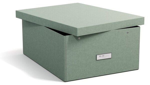 Kartonový úložný box zelenomodrý s víkem 34,5x45x18,5 cm Katrin Canvas Paper Laminate – Bigso
