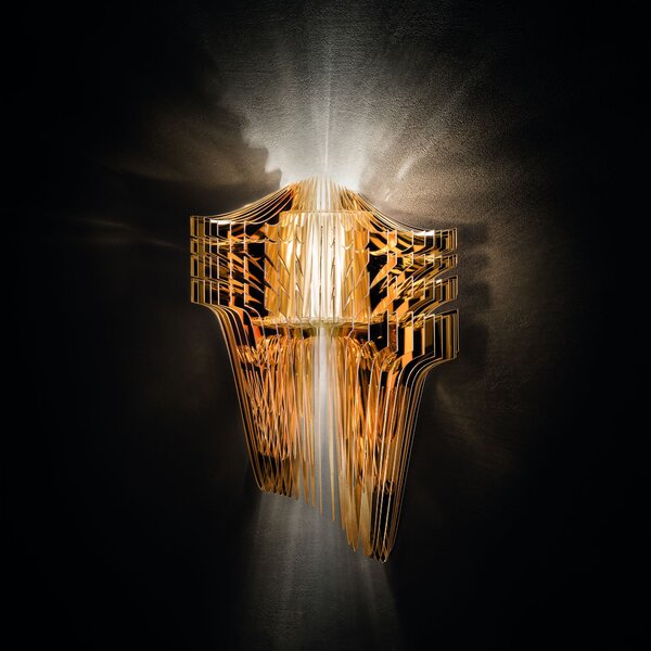 Slamp Aria wall gold, nástěnný světelný objekt od Zaha Hadid, 2xE14 + 6W LED, výška 60cm