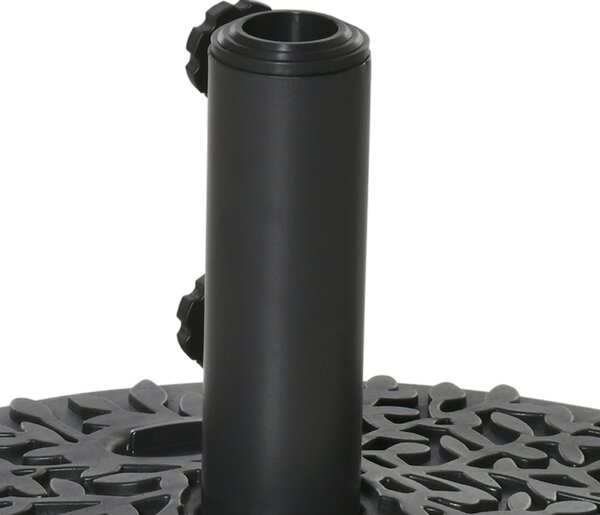 Stojan na slunečník Outsunny pro stěnu Ø38/48 mm polokruhový plnitelný se 21 kg vody nebo 18 kg písku pro zahradu, terasu, venkovní použití, 50x31x38