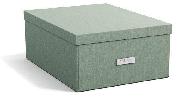 Kartonový úložný box zelenomodrý s víkem 34,5x45x18,5 cm Katrin Canvas Paper Laminate – Bigso