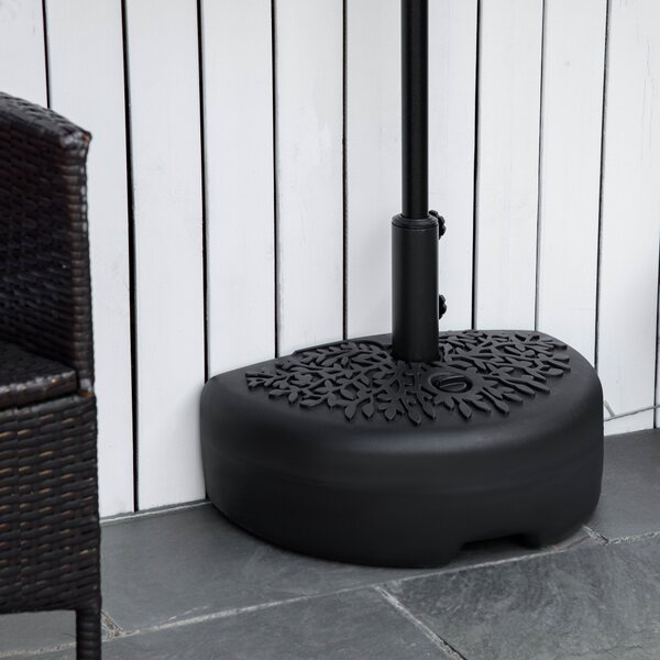 Stojan na slunečník Outsunny pro stěnu Ø38/48 mm polokruhový plnitelný se 21 kg vody nebo 18 kg písku pro zahradu, terasu, venkovní použití, 50x31x38