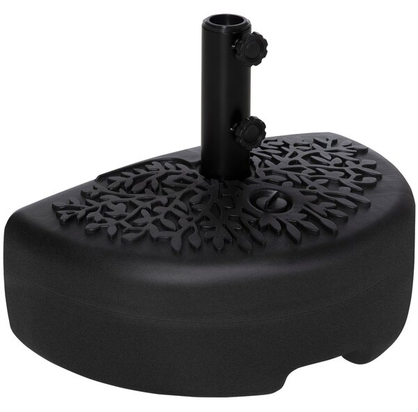 Stojan na slunečník Outsunny pro stěnu Ø38/48 mm polokruhový plnitelný se 21 kg vody nebo 18 kg písku pro zahradu, terasu, venkovní použití, 50x31x38