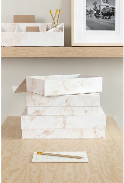 Béžové kartonové úložné boxy v sadě 3 ks s víkem 42,5x29,5x13 cm Kian Paper Laminate – Bigso