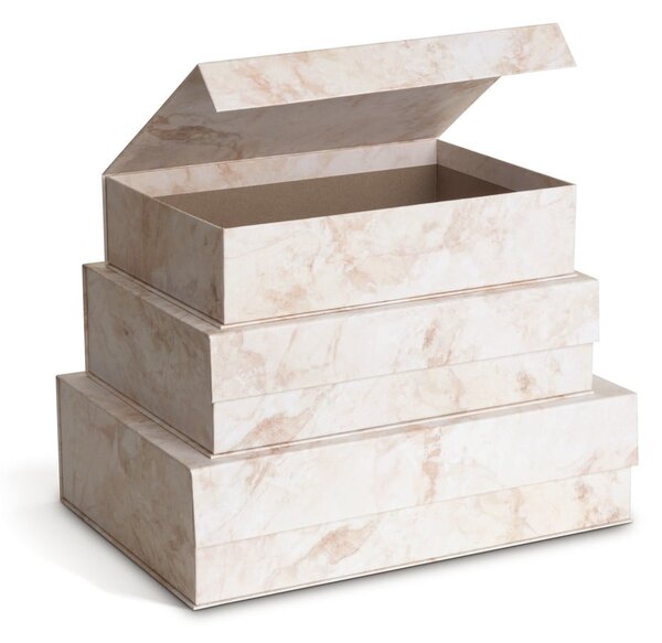 Béžové kartonové úložné boxy v sadě 3 ks s víkem 42,5x29,5x13 cm Kian Paper Laminate – Bigso