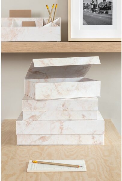 Béžové kartonové úložné boxy v sadě 3 ks s víkem 42,5x29,5x13 cm Kian Paper Laminate – Bigso