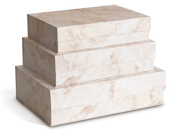 Béžové kartonové úložné boxy v sadě 3 ks s víkem 42,5x29,5x13 cm Kian Paper Laminate – Bigso