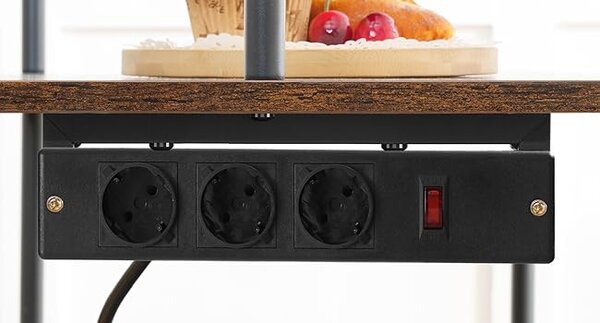 Kuchyňský regál Vasagle Filo 60 cm s vestavěnými zásuvkami černý/hnědý