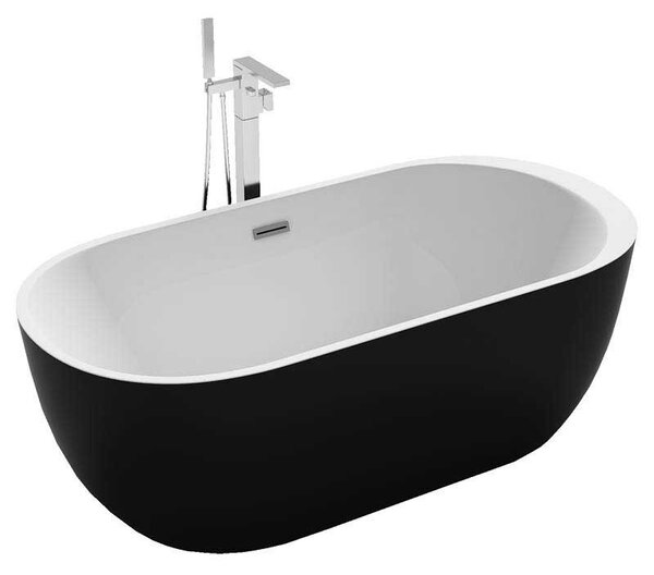 BPS-koupelny Volně stojící akrylátová vana PORTO 503B 170x75 BL bílá/černá, odtokový komplet chrom
