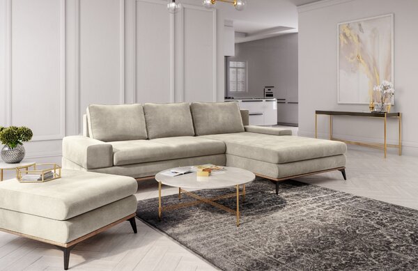 -25 % Dny MOMENTI– Windsor & Co Sametová rozkládací pohovka Astre 315 cm, pravá