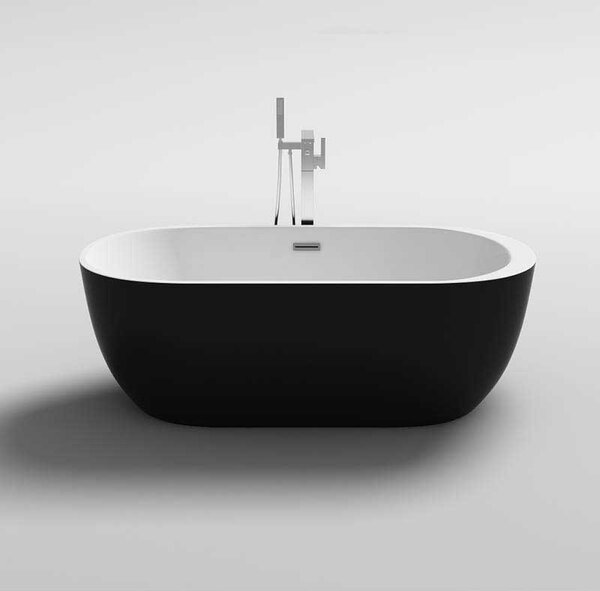 BPS-koupelny Volně stojící akrylátová vana PORTO 503B 170x75 BL bílá/černá, odtokový komplet chrom