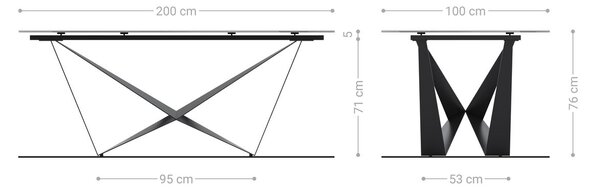 DELIFE Jídelní stůl Edge Boot 200x100 keramika Minas Melange bílá béžová Spider plochá ocel nerezová ocel