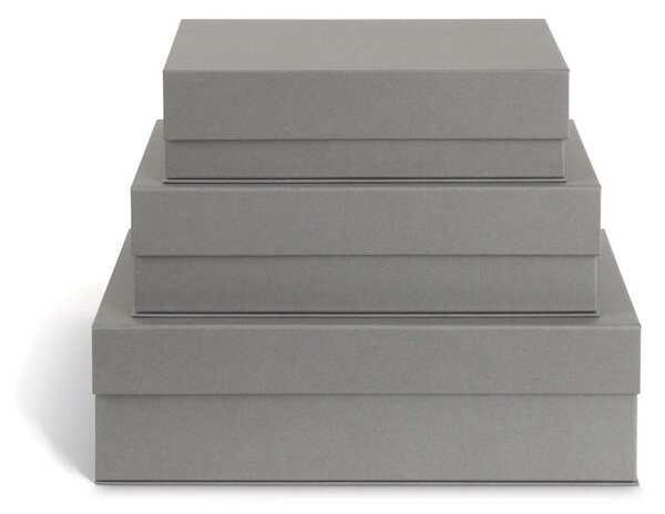 Šedé kartonové úložné boxy v sadě 3 ks s víkem 42,5x29,5x13 cm Kian Paper Laminate – Bigso
