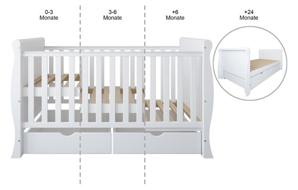 Dětská postýlka Scarlet 140 x 70 Barevné provedení: Bílá, Úložný prostor k postýlce: Bez úložného prostoru