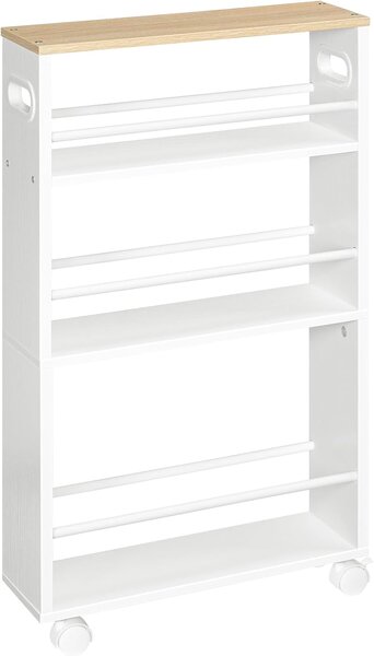 Úzký pojízdný kuchyňský regál Vasagle Tonari 45 cm bílý/hnědý