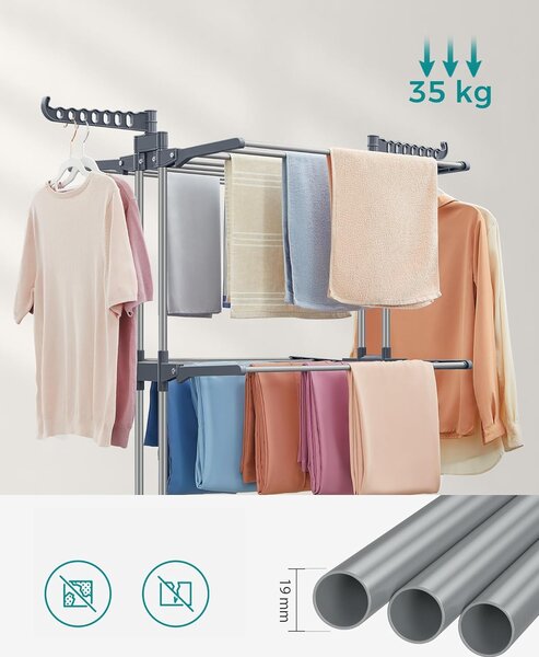 SONGMICS Sušák na prádlo Nehy 172 cm šedý/stříbrný