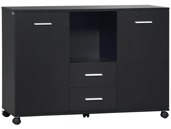 Vinsetto Multifunkční kancelářská skříň s kolečky 360°, pro tiskárny a dokumenty, v černém dřevu 100x40x71cm | Aosom