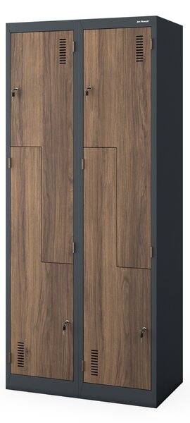Kovová skříň JULIA, 800 x 1850 x 450 mm, Eco Design: antracitová/ ořech