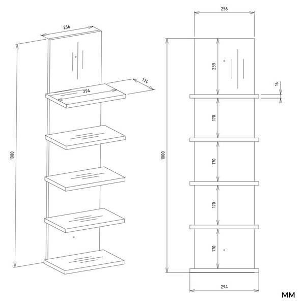 TP Living Nástěnný regál R5P 100 cm bílý