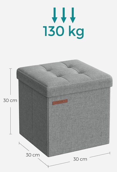 SONGMICS Taburet Nestro s úložným prostorem 30 cm světle šedý