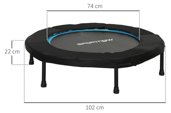 SPORTNOW 102 cm Skládací fitness trampolína s elastickou deskou a ocelovým rámem, neklouzavá s nosností 100 kg pro legové cvičení doma, v kanceláři či